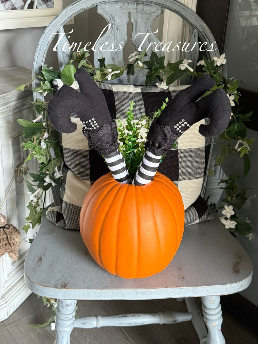 Black & Orange Witch Legs Pumpkin